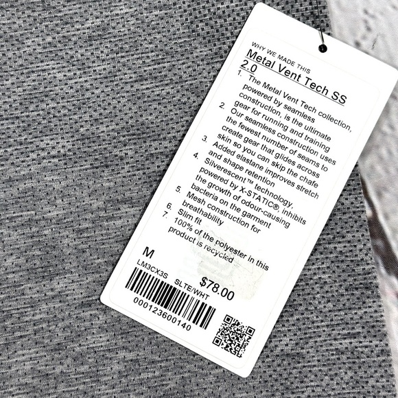 Men’s Lululemon Vent Tech SS 2.0 Tee, Slate, Size M - Picture 6 of 6